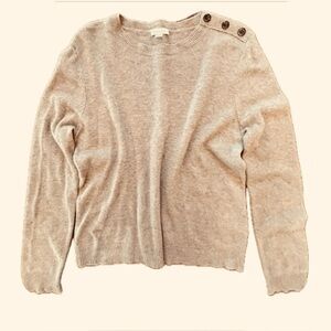 Garnet Hill Brown Tan Cashmere Sweater, Medium